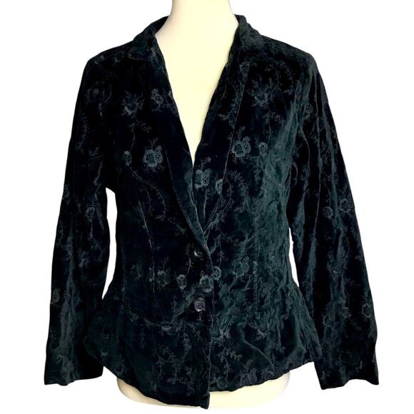 CP Shades Jackets & Blazers - CP Shades Dark Green Velvet Long Sleeve Peplum Fall Winter Coat Jacket Blazer L